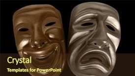  Presentation with comedy - Slide deck consisting of 3d men women row - three friends in exterior cinema background and a tawny brown colored foreground