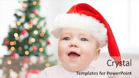  Presentation with baby christmas - Presentation design with theet - childhood holidays and people concept background and a  colored foreground