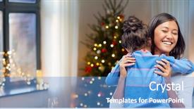  Presentation with christmas holidays - Colorful presentation theme enhanced with theet - family holidays and happiness concept backdrop and a teal colored foreground