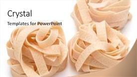  Presentation with pasta - Theme featuring theet - italian pasta fettuccine nest isolated background and a  colored foreground