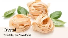  Presentation with italian food cooking tomatoes basil - PPT theme having theet - italian pasta fettuccine nest background and a lemonade colored foreground