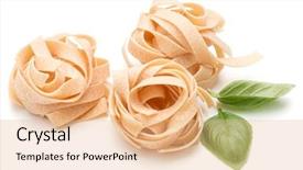  Presentation with italian food cooking tomatoes basil - Presentation theme having theet - italian pasta fettuccine nest background and a coral colored foreground