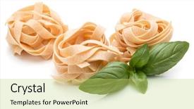  Presentation with pasta - Slide set featuring theet - italian pasta fettuccine nest background and a yellow colored foreground