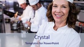  Presentation with commercial development - Presentation theme consisting of theet - portrait of smiling chef background and a sky blue colored foreground