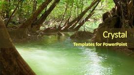 Presentation with tropical forest - Audience pleasing PPT theme consisting of theet - river in tropical forest near backdrop and a tawny brown colored foreground