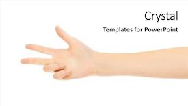  Presentation with hand touching finger digital - Beautiful PPT theme featuring theet - woman hand shows thee fingers backdrop and a white colored foreground