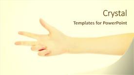  Presentation with fingers - Colorful presentation theme enhanced with theet - woman hand shows thee fingers backdrop and a white colored foreground