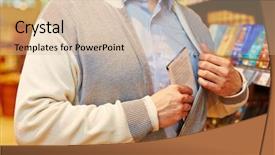  Presentation with supermarket - Colorful slide set enhanced with theft - shoplifter stealing bar of chocolate backdrop and a lemonade colored foreground