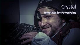  Presentation with computer security - Theme with theft computer security hacker pirate background and a wine colored foreground