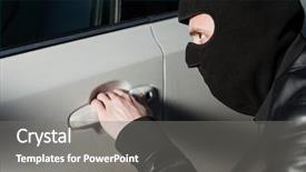  Presentation with danger - PPT theme consisting of theft damage - carjacking danger car insurance concept background and a gray colored foreground