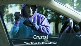  Presentation with car - Beautiful presentation featuring theft damage - man burglar stealing car backdrop and a ocean colored foreground