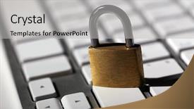  Presentation with cyber safety - Colorful PPT theme enhanced with safety concept - lock on computer backdrop and a light gray colored foreground
