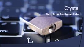  Presentation with cyber safety - Audience pleasing presentation theme consisting of safety concept - lock on computer backdrop and a ocean colored foreground