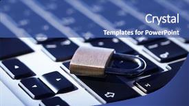  Presentation with cyber safety - Slide set consisting of key individual - cyber safety concept - lock background and a ocean colored foreground