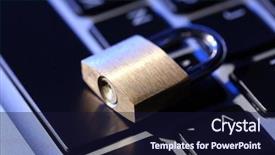  Presentation with cyber safety - Audience pleasing slide set consisting of safety concept - lock on computer backdrop and a wine colored foreground