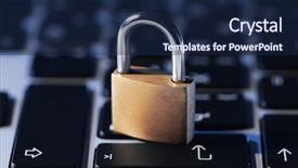  Presentation with cyber safety - Beautiful slide deck featuring safety concept - lock on computer backdrop and a navy blue colored foreground