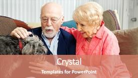  Presentation with therapy dog - Colorful presentation theme enhanced with play therapy - senior couple at home backdrop and a coral colored foreground