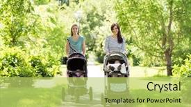  Presentation with mothers - Presentation theme having their baby strollers walk background and a yellow colored foreground