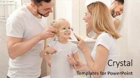  Presentation with romance couple nature - Beautiful slide deck featuring their beautiful daughter brushing teeth backdrop and a soft green colored foreground