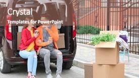  Presentation with moving and drving car - Slide set enhanced with their car trunk on moving background and a coral colored foreground