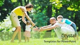  Presentation with young happy couple - PPT theme consisting of their children have fun background and a yellow colored foreground