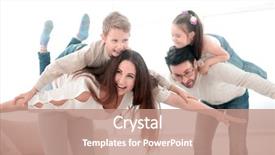  Presentation with children parents - Cool new slide set with their children on a free backdrop and a coral colored foreground