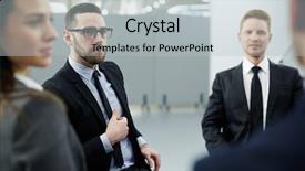  Presentation with speaker - Amazing PPT layouts having speculate - confident economists listening to their backdrop and a light gray colored foreground