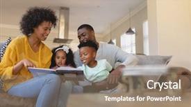  Presentation with african american children - Beautiful slides featuring their cute children reading storybook backdrop and a coral colored foreground