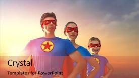 Presentation with super girl - Presentation consisting of power three - mother father and their daughter background and a red colored foreground
