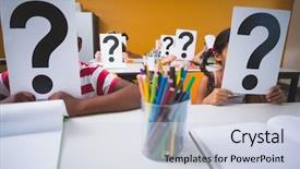  Presentation with school kids - Amazing slide set having their face with question mark backdrop and a lemonade colored foreground