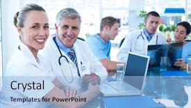  Presentation with team meeting - PPT theme consisting of their files in the meeting background and a  colored foreground