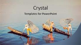  Presentation with rowing - Amazing presentation design having their fishing net on boat backdrop and a light gray colored foreground