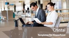  Presentation with waiting - Colorful slide set enhanced with their flight at airport backdrop and a gray colored foreground