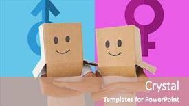  Presentation with boxes - Colorful theme enhanced with their heads against female gender backdrop and a coral colored foreground