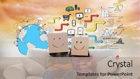  Presentation with employees - Colorful PPT theme enhanced with their heads with smiley backdrop and a coral colored foreground