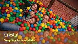  Presentation with young children playing - Audience pleasing PPT layouts consisting of their kids at pool backdrop and a tawny brown colored foreground