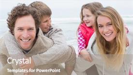  Presentation with happy kids - Amazing presentation theme having their kids at the beach backdrop and a coral colored foreground