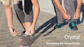  Presentation with running shoes - Colorful slides enhanced with their laces of running shoes backdrop and a coral colored foreground