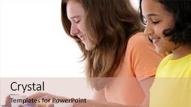  Presentation with school lunch - Presentation design enhanced with lunchroom - kids eating their lunch together background and a  colored foreground