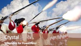  Presentation with battlefield - PPT theme with their muskets in a battlefield background and a coral colored foreground