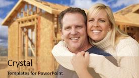  Presentation with construction site construction - Slide set having their new home construction background and a coral colored foreground