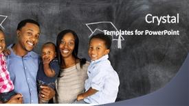  Presentation with young happy couple - Colorful presentation enhanced with their son at graduation backdrop and a dark gray colored foreground