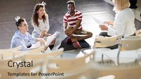  Presentation with coach - Cool new slide deck with their stage performance coach backdrop and a coral colored foreground