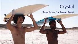  Presentation with race - Presentation theme consisting of their surfboards on their head background and a sky blue colored foreground
