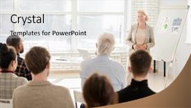  Presentation with group training - Audience pleasing PPT layouts consisting of their teacher explaining financial data backdrop and a sky blue colored foreground