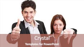  Presentation with young business people - Theme featuring their thumbs up and down background and a coral colored foreground