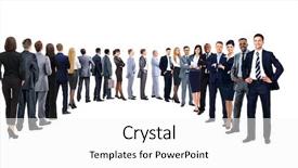  Presentation with queue - Presentation theme consisting of their turn people in queue background and a white colored foreground