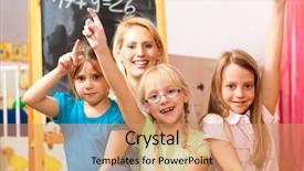  Presentation with school family - PPT theme featuring  background and a  colored foreground