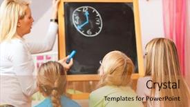  Presentation with school family - Slide set featuring them going to school background and a coral colored foreground