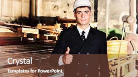  Presentation with industrial textile industry yarn spools - Beautiful presentation design featuring theme businessman at a manufacturing backdrop and a  colored foreground